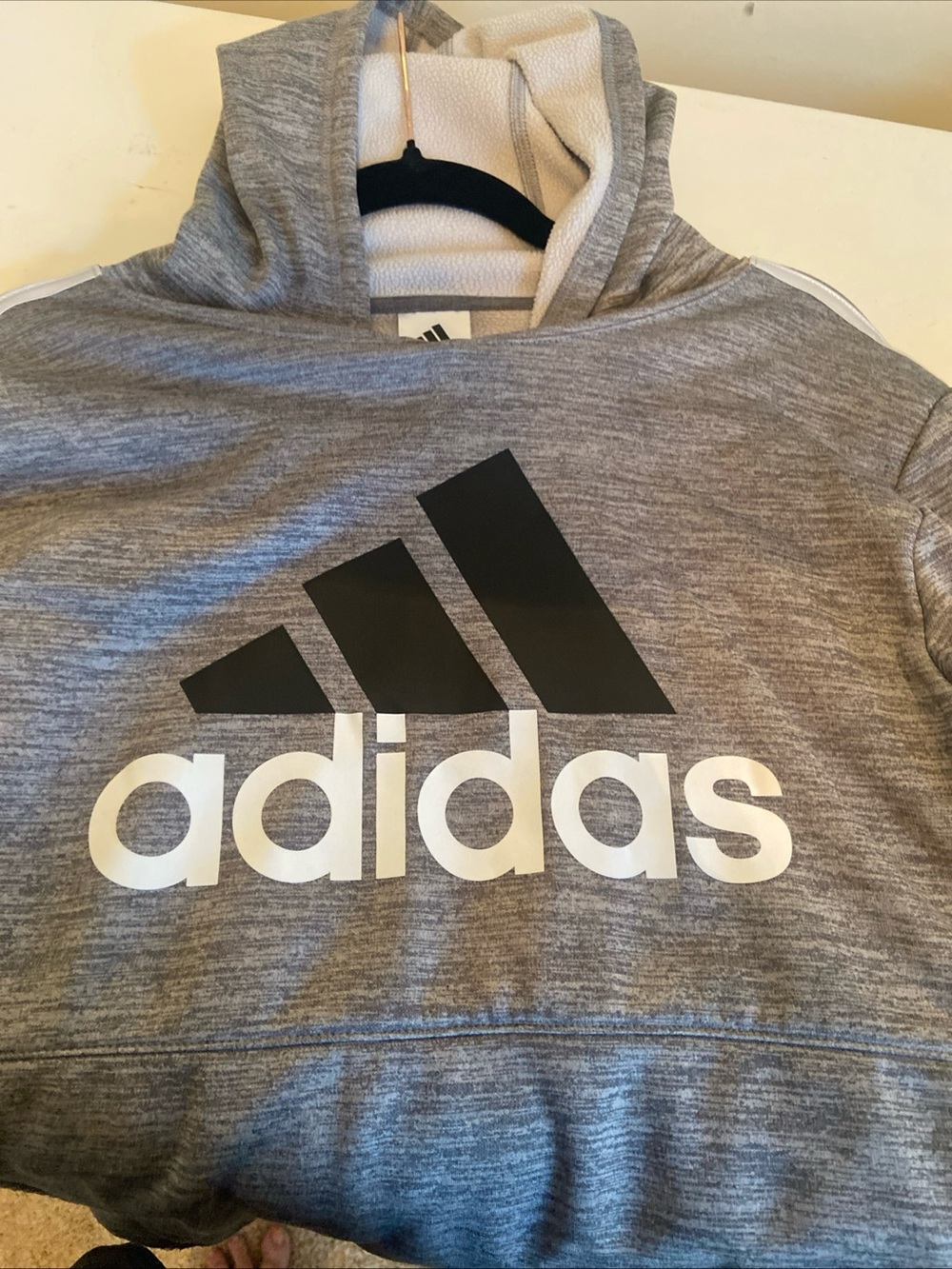 adidas Gray Pullover Hoodie with Black Logo